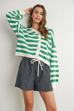 Load image into Gallery viewer, Button Front Striped Sweater- Green
