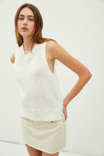 Load image into Gallery viewer, CROCHET SLEEVELESS KNIT SWEATER W. SIDE SLIT - Ivory
