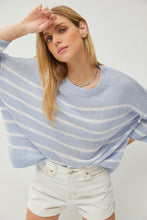 Load image into Gallery viewer, CASUAL STRIPE CREWNECK 3/4 SLEEVE PULLOVER SWEATER - Chambray
