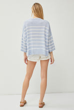 Load image into Gallery viewer, CASUAL STRIPE CREWNECK 3/4 SLEEVE PULLOVER SWEATER - Chambray
