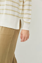 Load image into Gallery viewer, STRIPED CENTER SEAM DETAILED PULLOVER SWEATER - Celery
