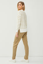 Load image into Gallery viewer, STRIPED CENTER SEAM DETAILED PULLOVER SWEATER - Celery
