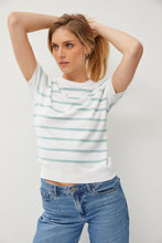 Load image into Gallery viewer, CLASSIC STRIPED CREWNECK SHORT SLEEVE SWEATER - Mint
