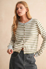 Load image into Gallery viewer, Olive and Oat Stripe Cardigan
