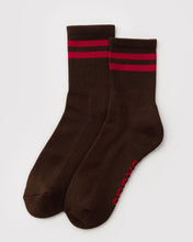 Load image into Gallery viewer, Baggu Coffee Stripe Ribbed Sock
