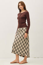 Load image into Gallery viewer, Brown Irish Plaid Midi Length Skirt
