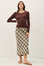 Load image into Gallery viewer, Brown Irish Plaid Midi Length Skirt
