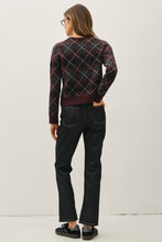 Load image into Gallery viewer, Wine Wool Blend Argyle Cardigan
