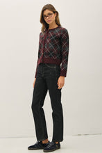 Load image into Gallery viewer, Wine Wool Blend Argyle Cardigan
