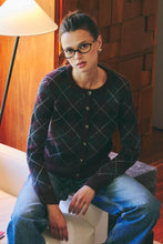 Load image into Gallery viewer, Wine Wool Blend Argyle Cardigan
