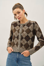 Load image into Gallery viewer, Brown Wool Blend Argyle Cardigan
