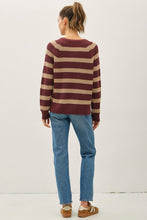 Load image into Gallery viewer, Wine Henley Button Placket Waffle Knit Sweater
