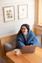 Load image into Gallery viewer, Harborview Herringbone Navy Blanket - Chappy Wrap
