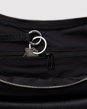 Load image into Gallery viewer, Baggu Medium Recycled Leather Flat Crescent - Black
