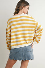 Load image into Gallery viewer, Button Front Striped Sweater- Mustard
