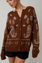 Load image into Gallery viewer, Long Sleeve Crew Neck Paisley Pattern Sweater Cardigan
