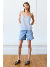 Load image into Gallery viewer, Powder Blue Lace Trim Embroidered Cami Top
