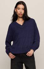Load image into Gallery viewer, Cloud Spun V-neck Sweater- Oxford Blue
