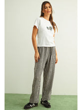 Load image into Gallery viewer, Black Gingham Elastic Waist Pant
