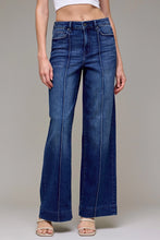 Load image into Gallery viewer, Pintuck 32&quot; - Dark Wash High Rise Wide Leg
