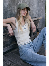 Load image into Gallery viewer, Contrast Stitch Fish Patch Rib Tank

