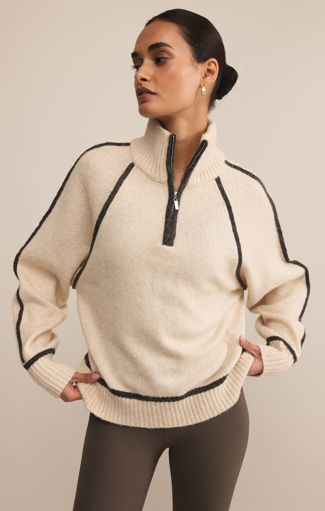 Alps Half Zip Sweater - Light Oatmeal
