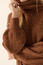 Load image into Gallery viewer, Solid Turtle Neck Long Sleeve Loose Knit Sweater- Brown
