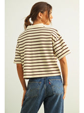 Load image into Gallery viewer, Brown Stripe Short Sleeve Polo Shirt
