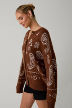 Load image into Gallery viewer, Long Sleeve Crew Neck Paisley Pattern Sweater Cardigan
