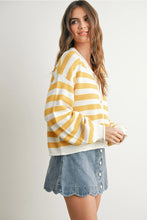 Load image into Gallery viewer, Button Front Striped Sweater- Mustard
