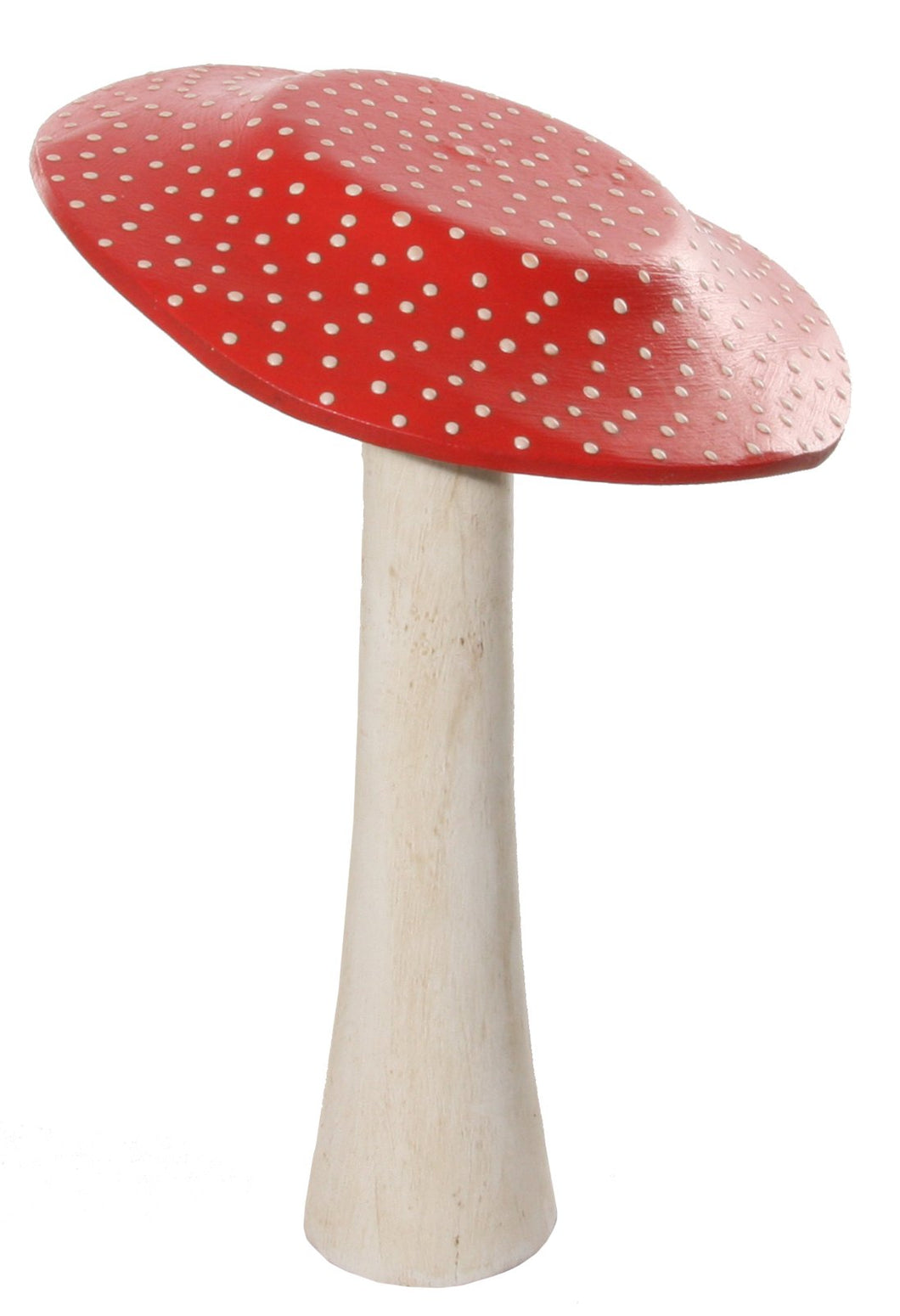 Wooden Mushroom - Red with White Dots 12