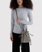 Load image into Gallery viewer, Baggu Nylon Drawstring Bag- Black and Cream Gingham
