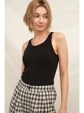 Load image into Gallery viewer, Black Scoop Neck Tank with Built in Bra
