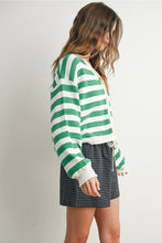 Load image into Gallery viewer, Button Front Striped Sweater- Green
