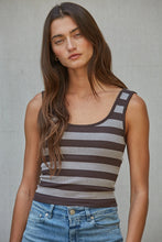 Load image into Gallery viewer, Knit Striped Seamless Padded Tank Top - Coffee Bean
