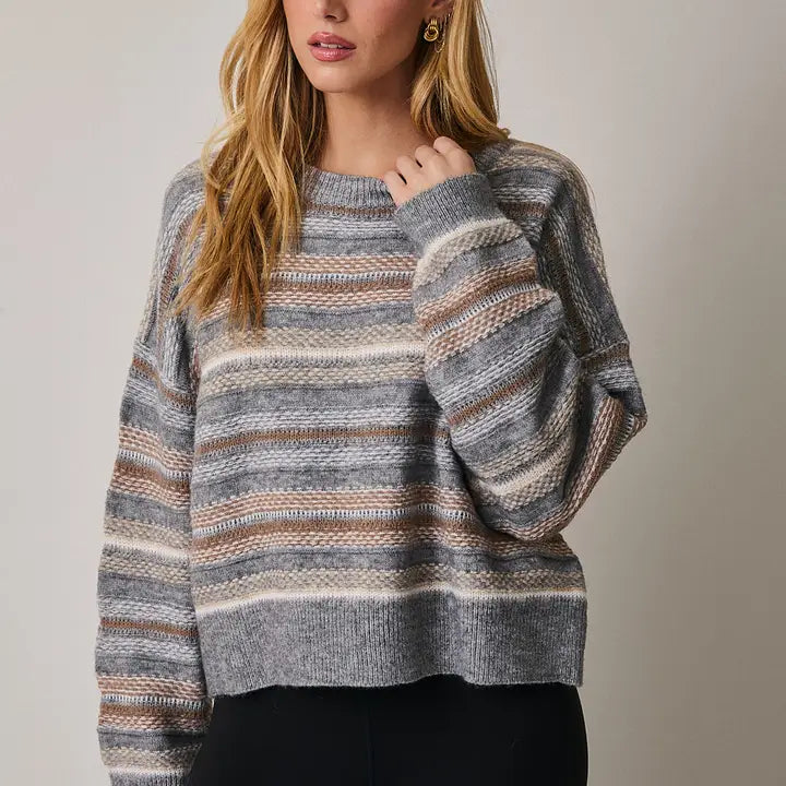 Grey-Multi Stripe Sweater