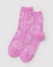 Load image into Gallery viewer, Baggu Pink Happy Crew Sock
