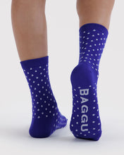 Load image into Gallery viewer, Baggu Micro Blue and White Polka Dot Crew Sock (Copy)
