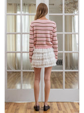 Load image into Gallery viewer, Blush Mocha Striped Button-Up Knit Cardigan
