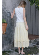 Load image into Gallery viewer, Tiered Embroidered Eyelet Midi Skirt- Butter
