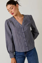 Load image into Gallery viewer, Navy Stripe Button Down
