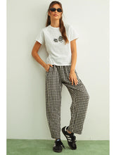 Load image into Gallery viewer, Black Gingham Elastic Waist Pant
