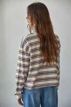Load image into Gallery viewer, Blue Camel Stripe Crew Neck Long Sleeve
