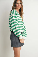 Load image into Gallery viewer, Button Front Striped Sweater- Green
