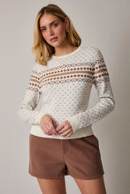 Load image into Gallery viewer, Cream Fairisle Round Neck Sweater

