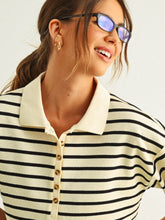 Load image into Gallery viewer, Brown Stripe Short Sleeve Polo Shirt
