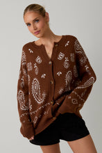 Load image into Gallery viewer, Long Sleeve Crew Neck Paisley Pattern Sweater Cardigan
