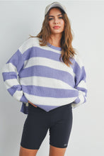 Load image into Gallery viewer, Striped Round Neck Long Sleeve- Lavender
