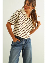 Load image into Gallery viewer, Brown Stripe Short Sleeve Polo Shirt
