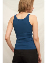 Load image into Gallery viewer, Navy Scoop Neck Tank with Built in Bra

